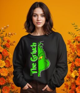 The Grinch Novelty Shirt, Hoodie, Christmas Sweatshirt - Girl Black Swearshirt