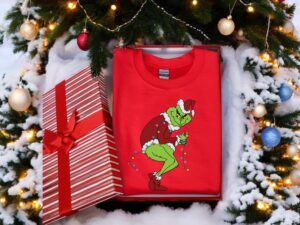 The Grinch Stealing Christmas Lights Sweatshirt Product Photo 2