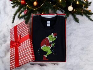 The Grinch Stealing Christmas Lights Sweatshirt Product Photo 3