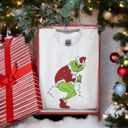 The Grinch Stealing Christmas Lights Sweatshirt Product Photo 1