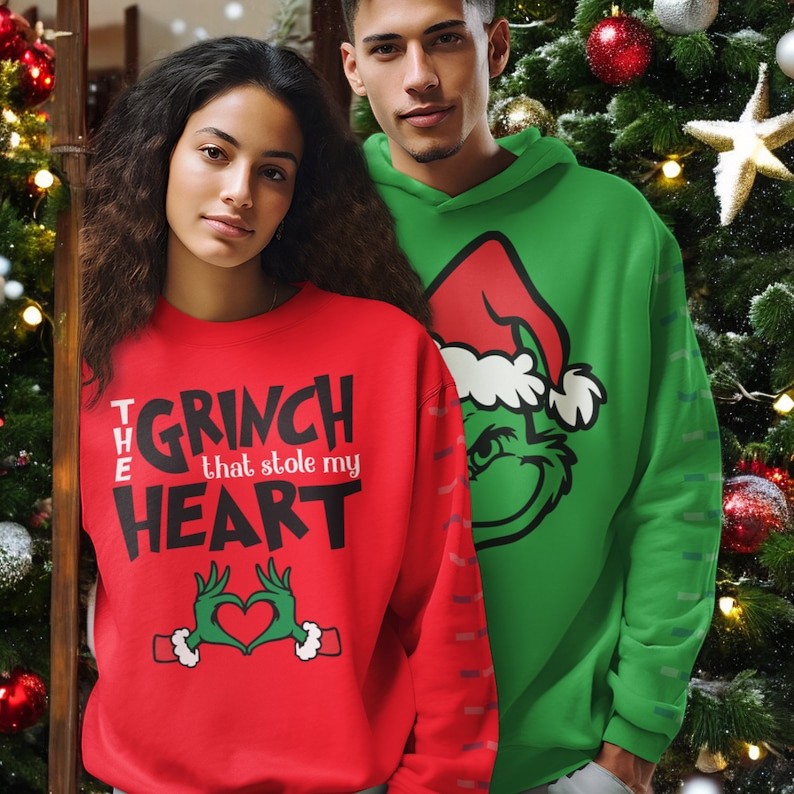 The Grinch That Stole My Heart Couple Matching Christmas Shirt Product Photo 2