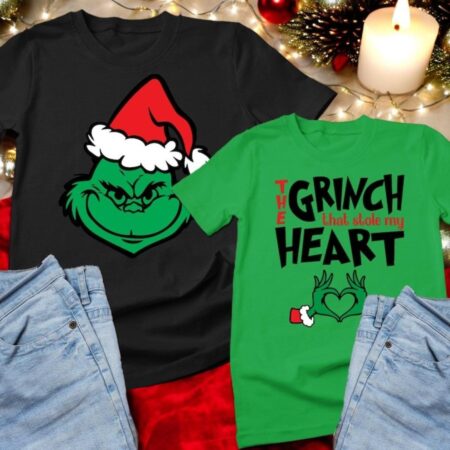 The Grinch That Stole My Heart Shirt, Matching Couple Christmas Shirt Product Photo 1