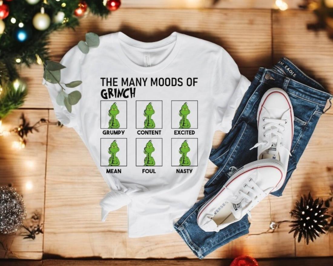 The Many Moods of Grinch Shirt, Christmas Gift T-shirt Product Photo 2