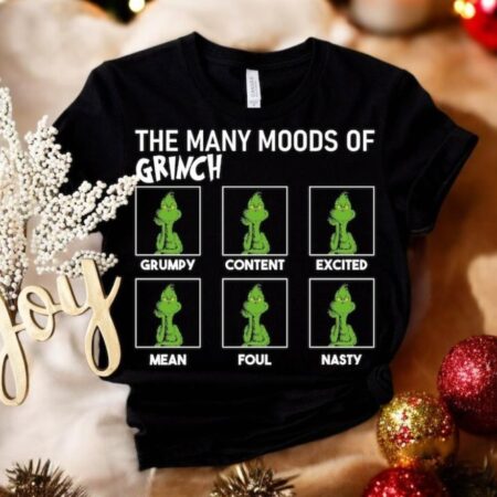 The Many Moods of Grinch Shirt, Christmas Gift T-shirt Product Photo 1