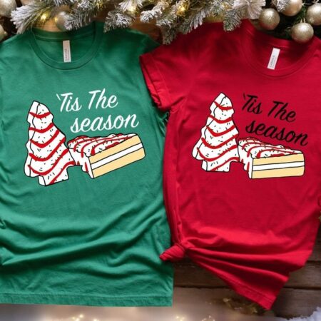 Tis The Season, Little Debbie Christmas Tree Cake Christmas Couple Matching Sweashirt Product Photo 1