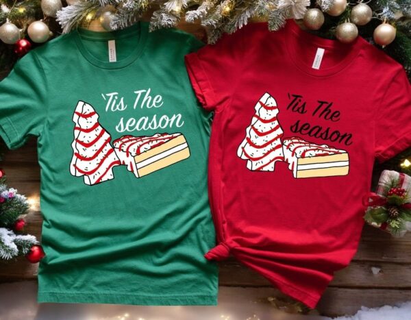 Tis The Season, Little Debbie Christmas Tree Cake Christmas Couple Matching Sweashirt Product Photo 1