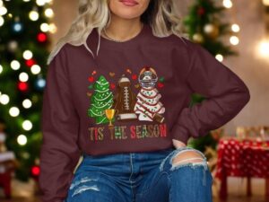 Tis The Season Sweatshirt, Festive Christmas Sports Sweatshirt Product Photo 2