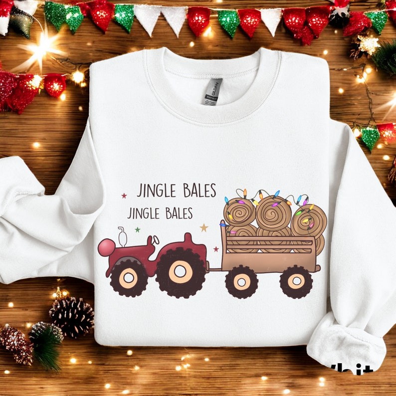 Tractor Jingle Bales Famer Funny Christmas Sweatshirt Product Photo 2