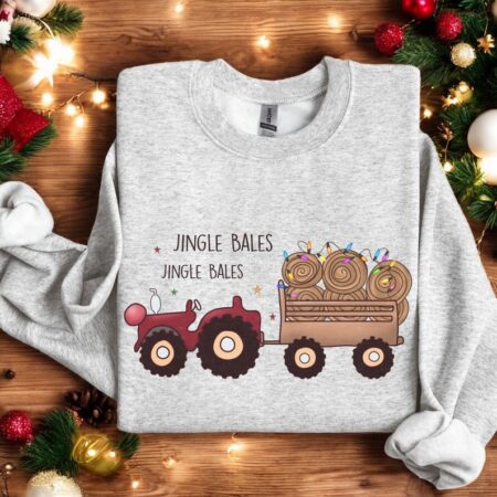 Tractor Jingle Bales Famer Funny Christmas Sweatshirt Product Photo 1