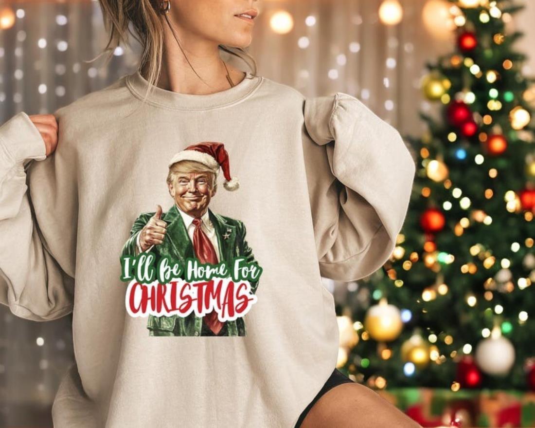 Trump I'll Be Home For Christmas Sweatshirt, Hoodie Product Photo 2