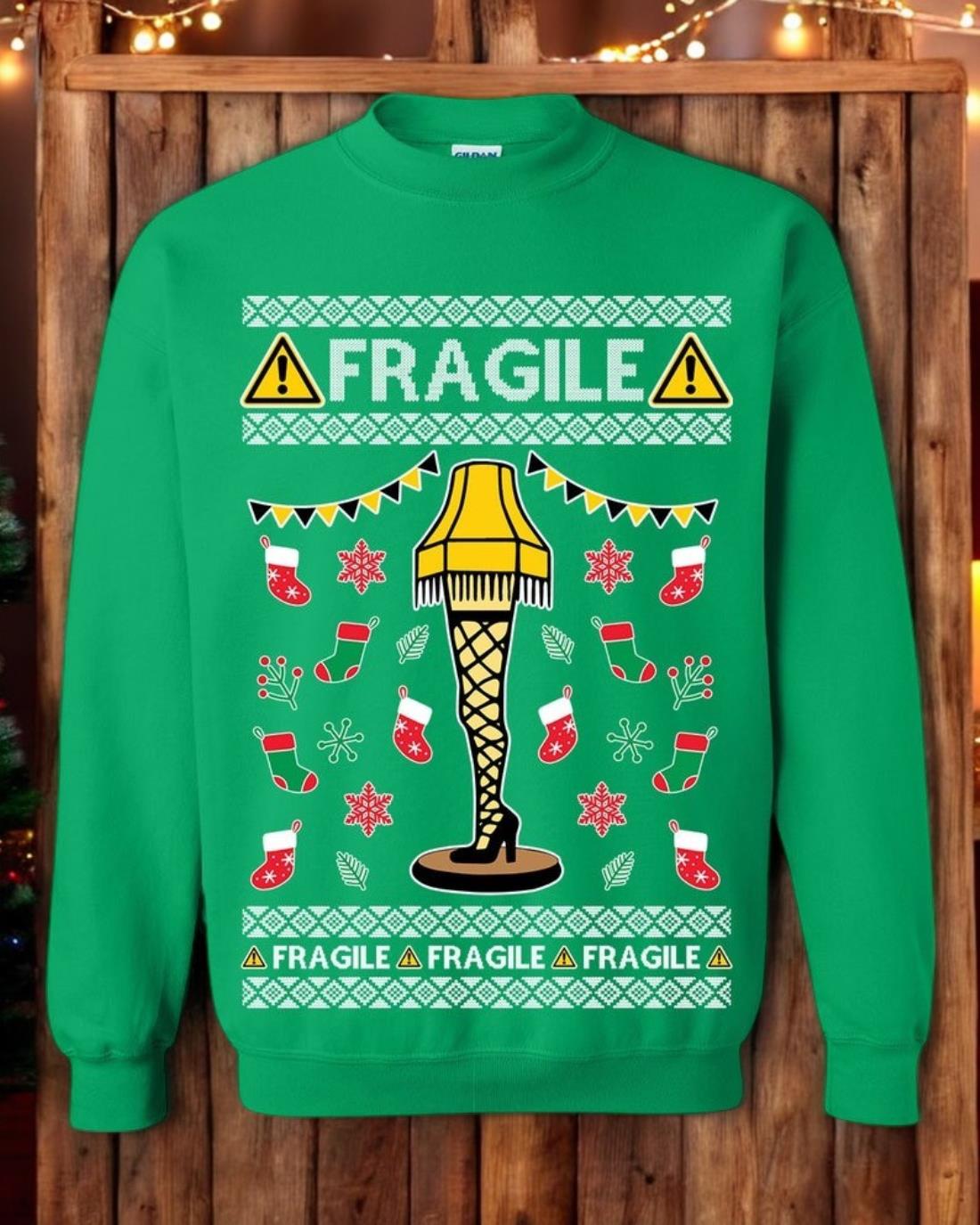 Ugly Christmas Sweater Leg Lamp Fragile Unisex Sweatshirt Product Photo 2