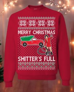 Ugly Christmas Sweater Merry Christmas Shitter's Full Unisex Sweatshirt Product Photo 2