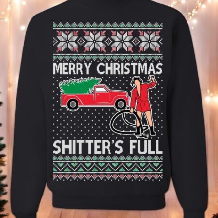 Ugly Christmas Sweater Merry Christmas Shitter's Full Unisex Sweatshirt Product Photo 1