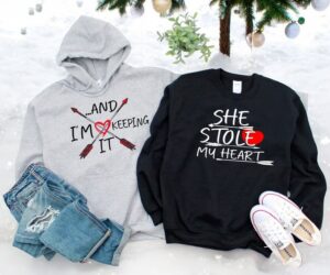 Valentines Day Funny And I'm Love Keeping It,, She Stole My Heart Couple Matching Christmas Shirt Product Photo 2