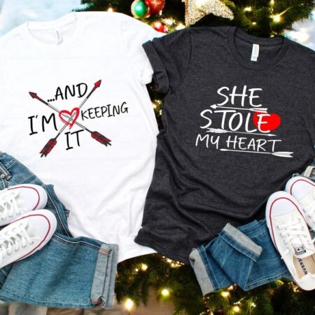 Valentines Day Funny And I'm Love Keeping It,, She Stole My Heart Couple Matching Christmas Shirt Product Photo 1