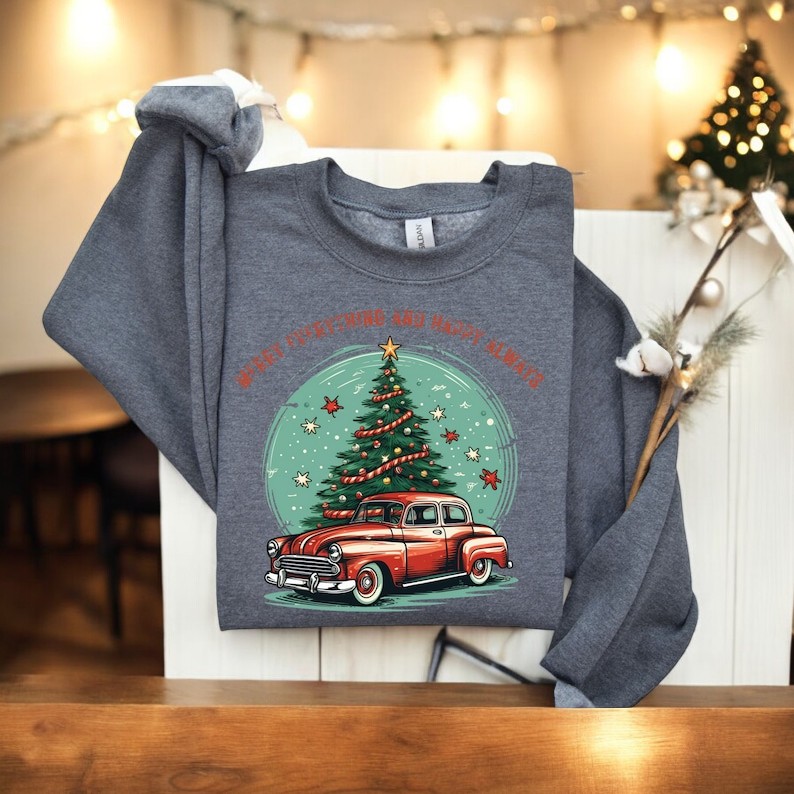 Vintage Car Christmas Sweatshirt Product Photo 2