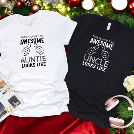 What An Awesome Uncle, Auntie Looks Like Christmas Couple Matching Shirt Product Photo 1