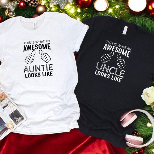 What An Awesome Uncle, Auntie Looks Like Christmas Couple Matching Shirt Product Photo 1