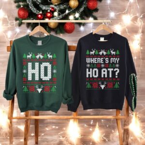 Where My Ho's At Christmas Couple Matching Sweatshirt Product Photo 3