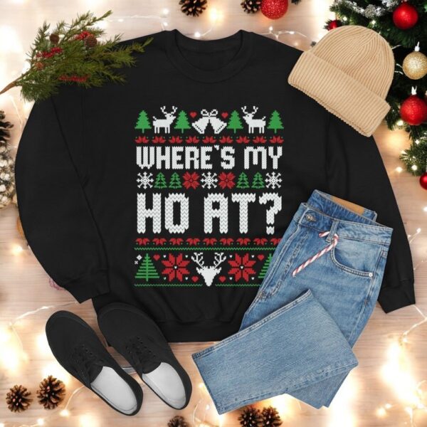 Where My Ho's At Christmas Couple Matching Sweatshirt Product Photo 1