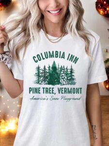 White Christmas Movie Columbia Inn Pine Tree Vermont Shirt, Winter Crewneck Sweatshirt Product Photo 2