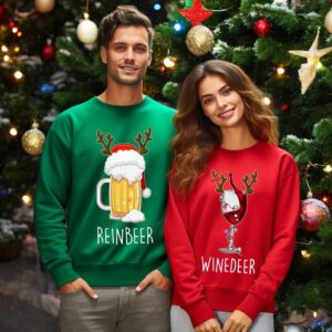 Winedeer Reinbeer Couple Matching Christmas Sweatshirt Product Photo 3