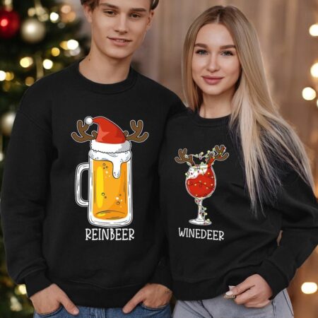 Winedeer Reinbeer Sweatshirts Couple Matching Christmas Shirt Product Photo 1