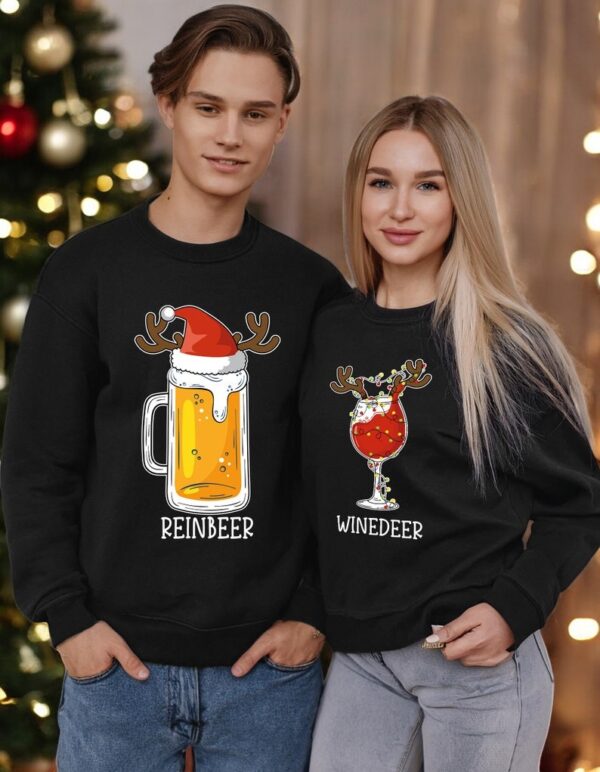 Winedeer Reinbeer Sweatshirts Couple Matching Christmas Shirt Product Photo 1