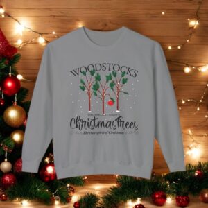 Woodstocks Organiccally Grown Charlie Brown Christmas Trees Christmas Sweatshirt Product Photo 2