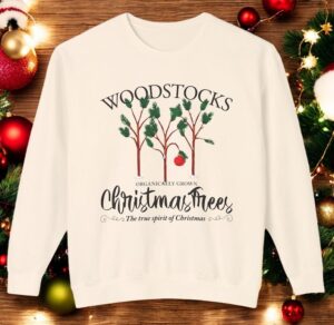 Woodstocks Organiccally Grown Charlie Brown Christmas Trees Christmas Sweatshirt Product Photo 4