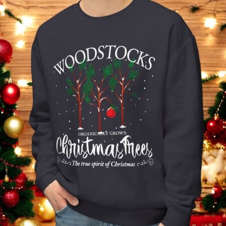 Woodstocks Organiccally Grown Charlie Brown Christmas Trees Christmas Sweatshirt Product Photo 1