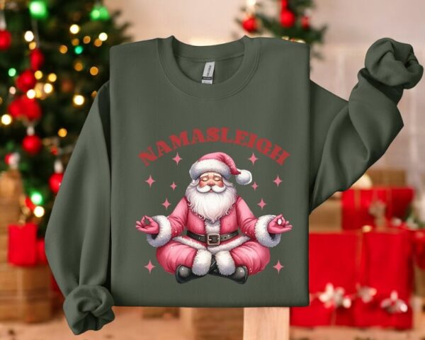 Yoga Santa Christmas Sweatshirt Shirt Product Photo 1