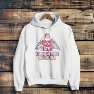 Zen Santa Finding The Ho Ho Om Christmas Shirt - White Hoodie