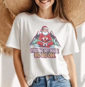 Zen Santa Finding The Ho Ho Om Christmas Shirt - Women White T-Shirt