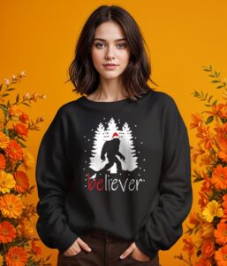 Believe Bigfoot Birthday Christmas Sweatshirt Product Photo 2