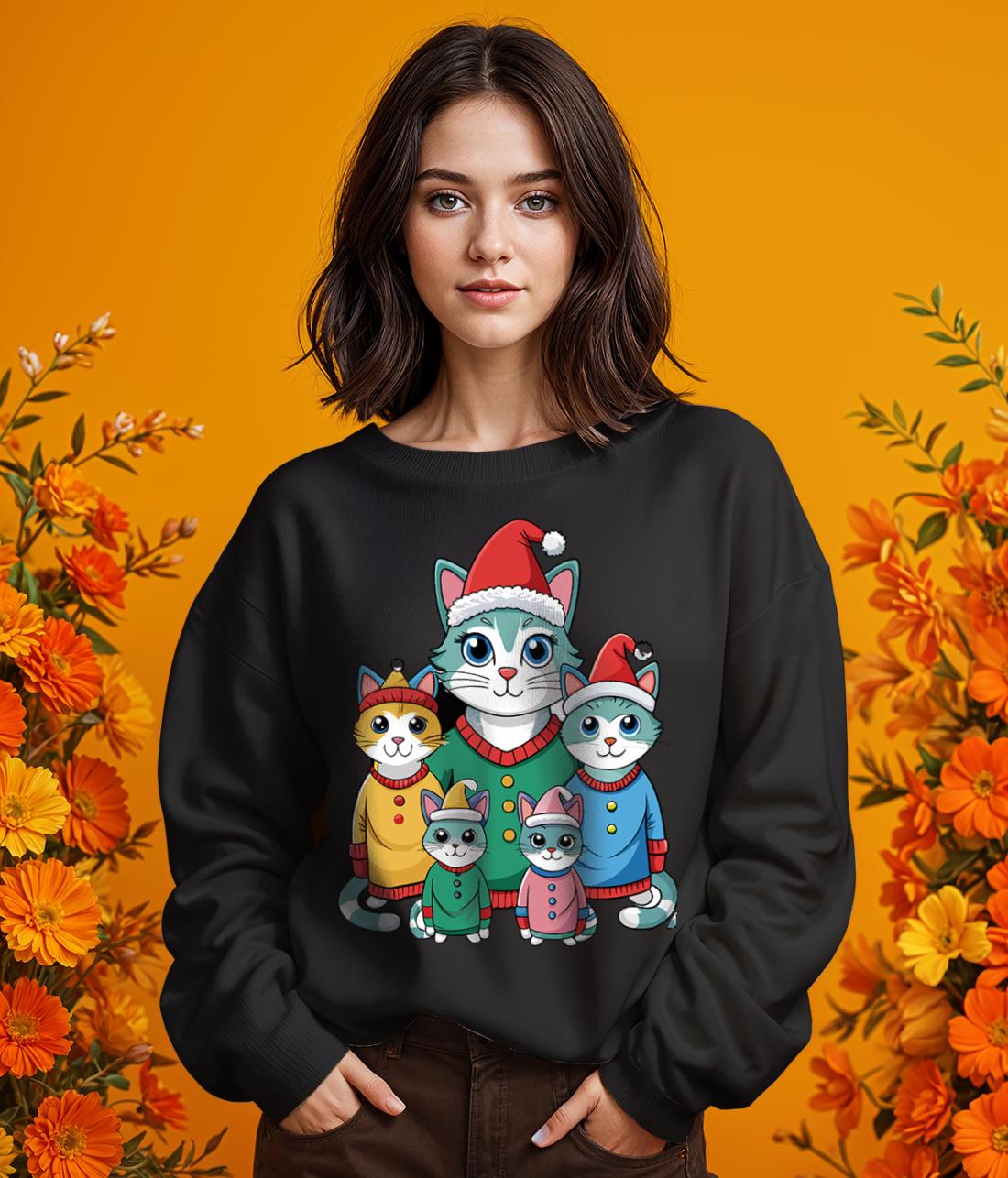 Christmas Cat Family Sweatshirt Product Photo 2