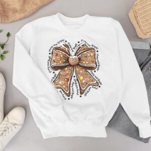 Coquette Bow Christmas Gingerbread Christmas Merry Bright Shirt Product Photo 3