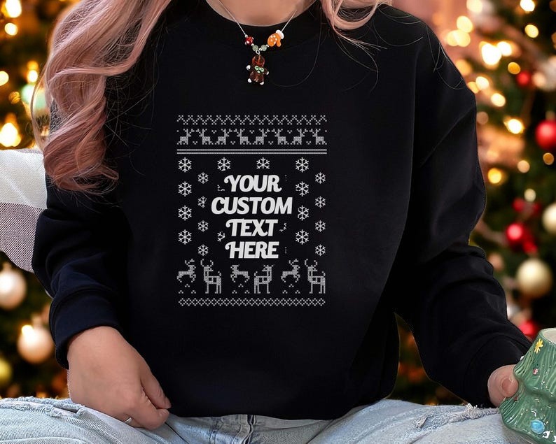 Custom Text Christmas Sweatshirt Product Photo 2