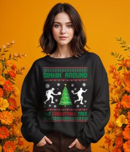 Dinkin' Around Christmas Tree Retro Funny Pickleball Xmas Shirt Product Photo 2