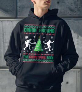 Dinkin' Around Christmas Tree Retro Funny Pickleball Xmas Shirt Product Photo 3