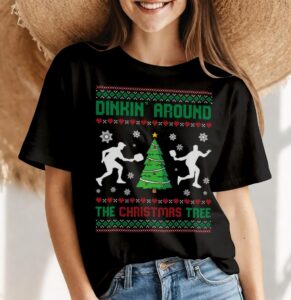 Dinkin' Around Christmas Tree Retro Funny Pickleball Xmas Shirt Product Photo 4