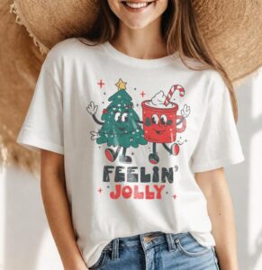 Feelin' Jolly , Cute Christmas Holiday T-Shirt Product Photo 4