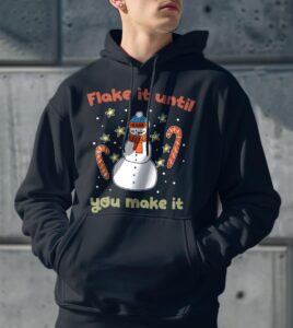 Flake It Until You Make It Retro Funny Snowman Shirt Product Photo 3