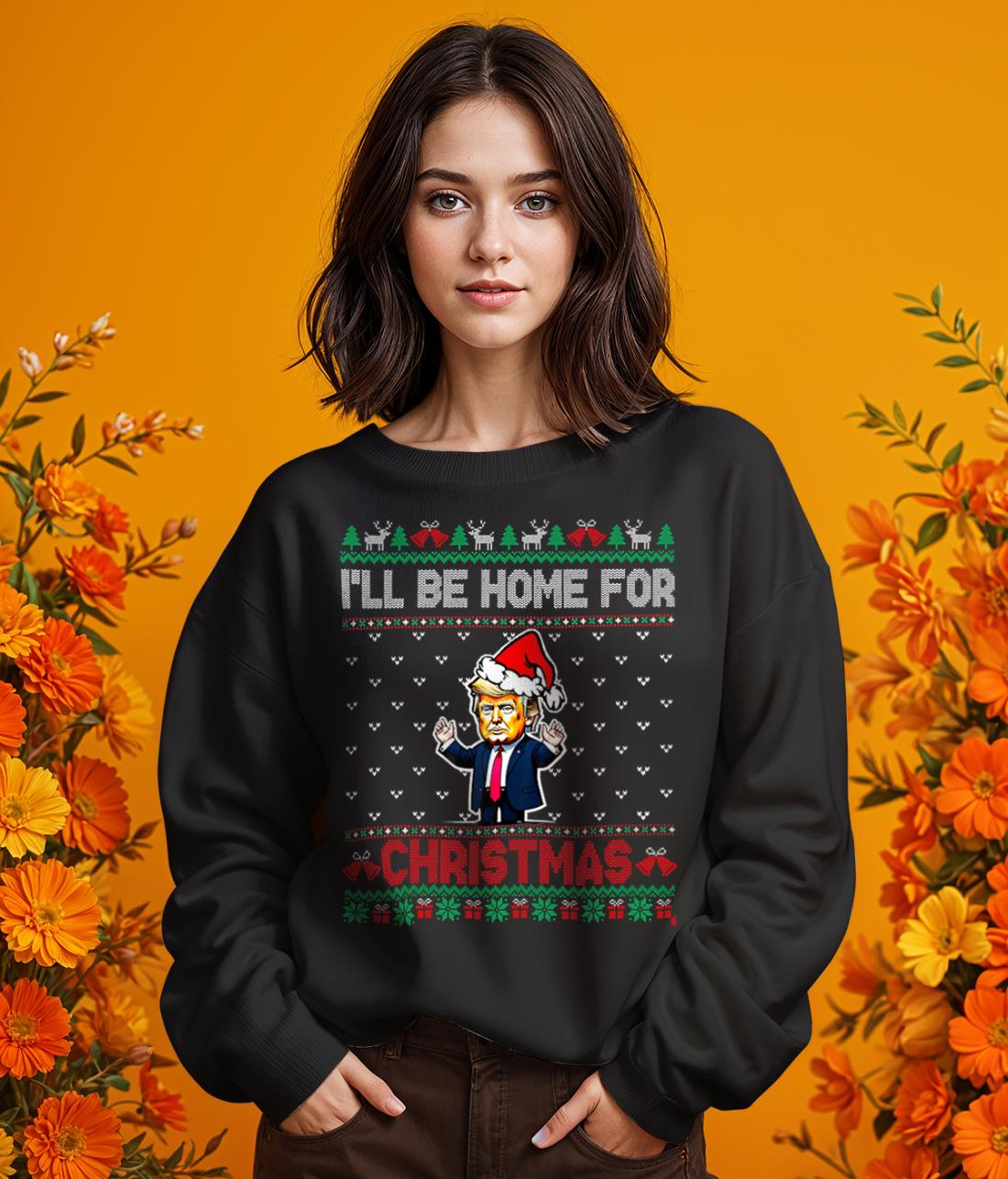 Funny Humorous Trump I'll Be Home For Christmas 2024 T-Shirt Product Photo 2