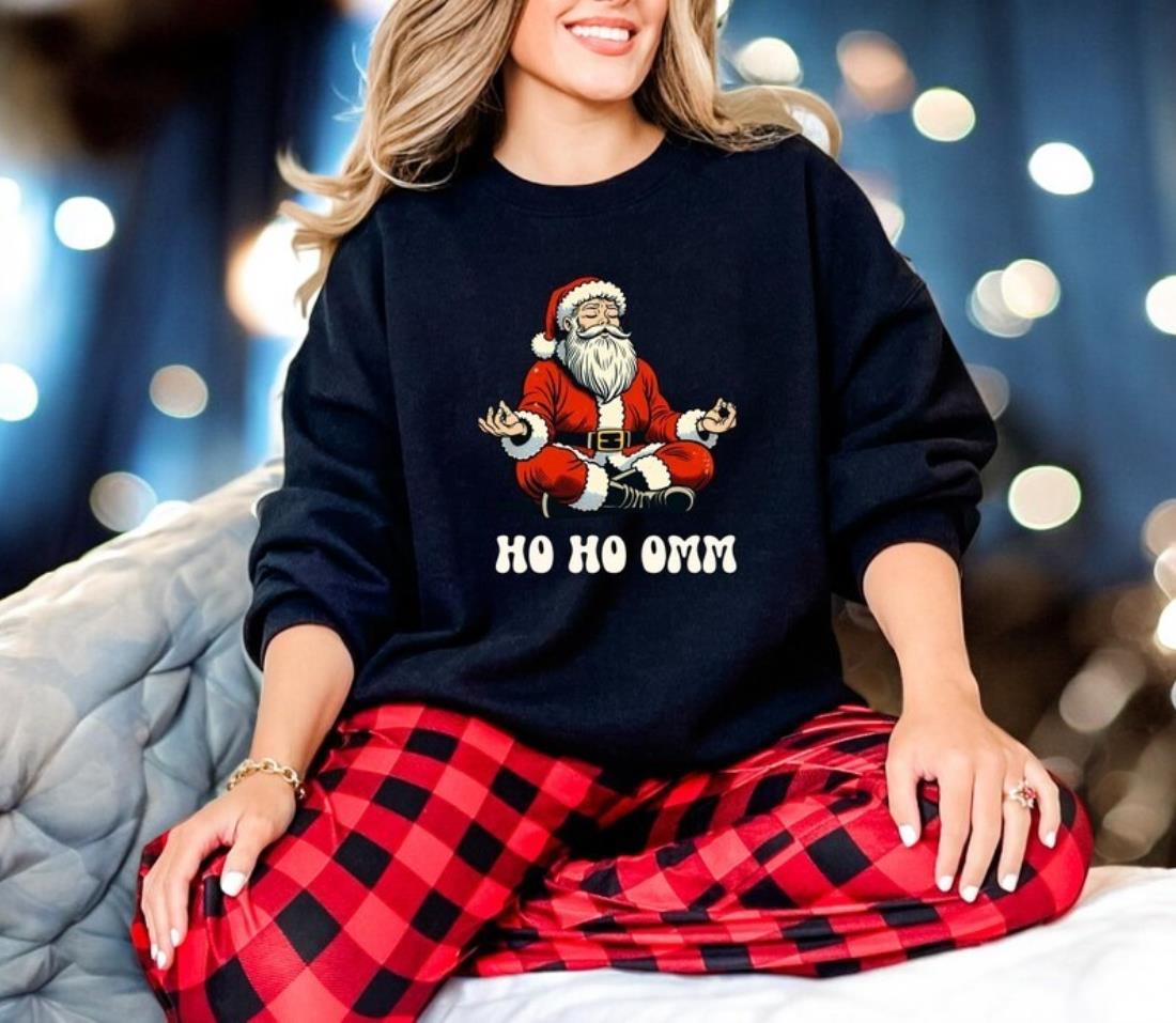 Funny Santa Omm Sweatshirt Meditation Mindfulness Tee Positive Yoga Shirt Christmas Product Photo 2