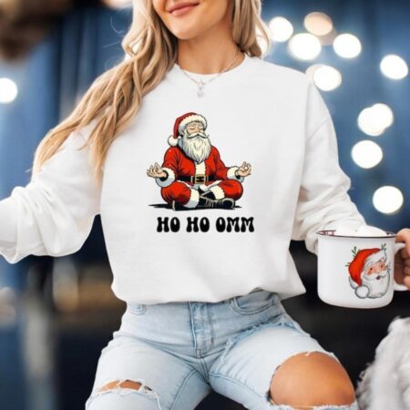 Funny Santa Omm Sweatshirt Meditation Mindfulness Tee Positive Yoga Shirt Christmas Product Photo 1