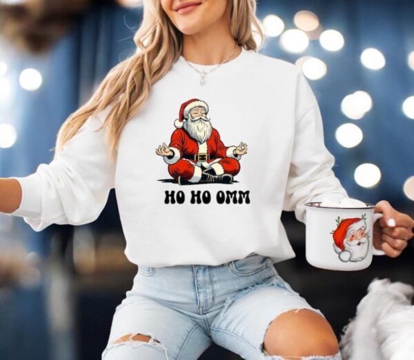 Funny Santa Omm Sweatshirt Meditation Mindfulness Tee Positive Yoga Shirt Christmas Product Photo 1