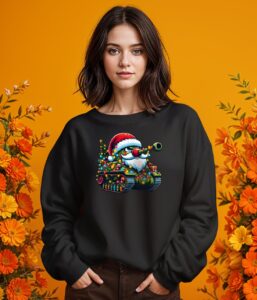 Funny Tank Santa Christmas Tree Lights Sweatshirt Product Photo 2