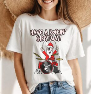 Have A Rockin' Christmas Santa Drumming Drummer Drums Shirt Product Photo 4