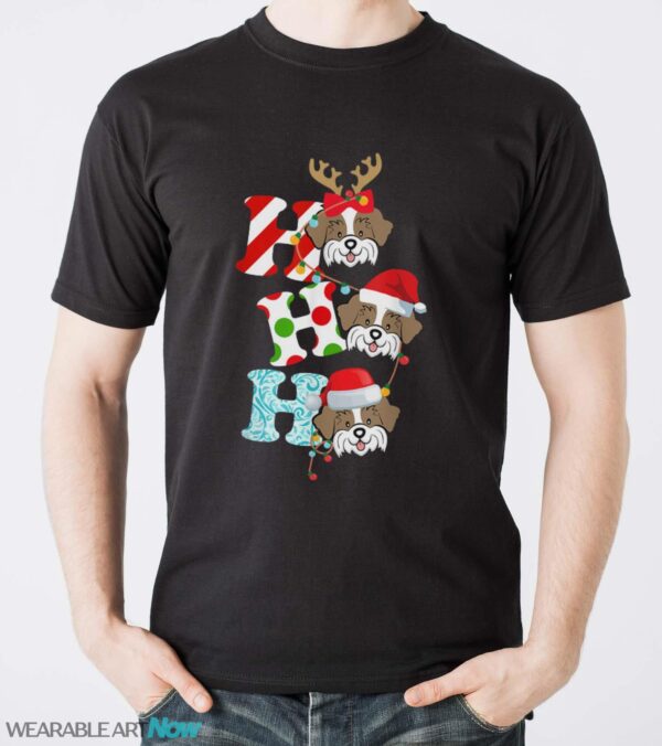 Ho Ho Ho Shih Tzu Dog Reindeer Santa Hat Christmas Tshirt T-Shirt - Men T-Shirt